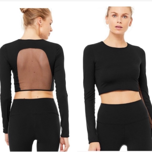 ALO Yoga Tops - S ALO YOGA SCOPE CROPPED MESH BACK LONG SLEEVE TOP SHIRT